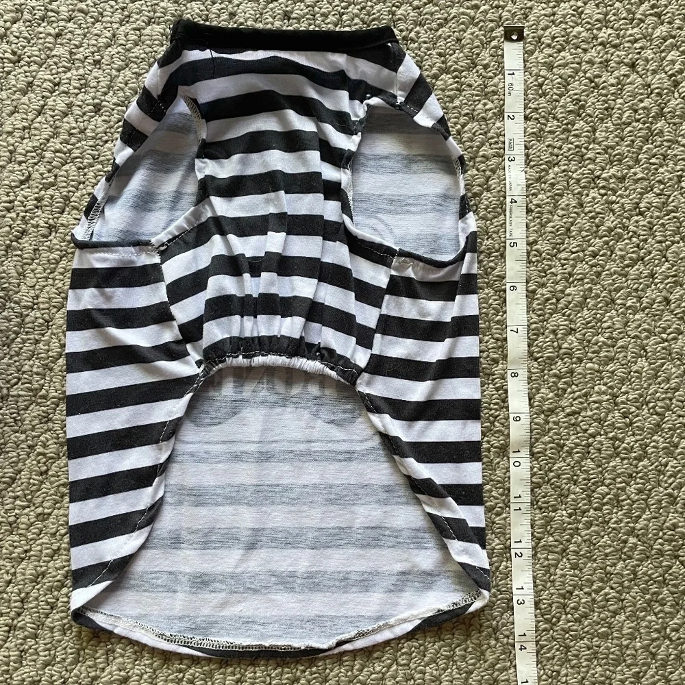 Bad To The Bone Jail House Black & White Striped Rock Dog Costume Uniform